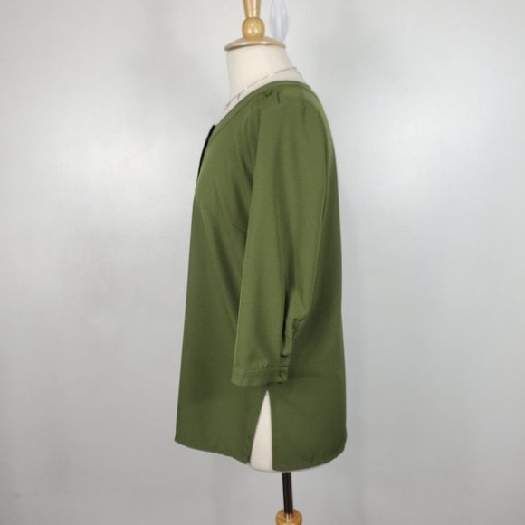 Linea by Louis Dell'Olio Green Button Up Top Blouse Size M - Picture 5 of 13
